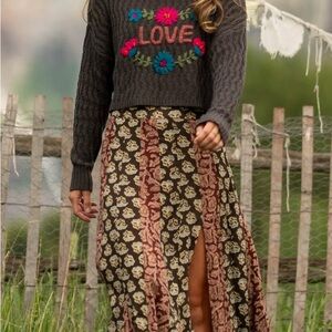 NATURAL LIFE A-Line Skirt with Floral Patterns